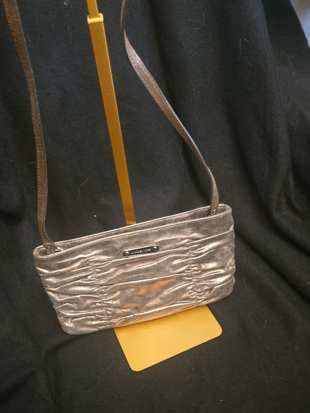 MICHAEL Michael Kors Metallic Silver Ruched Crossbody